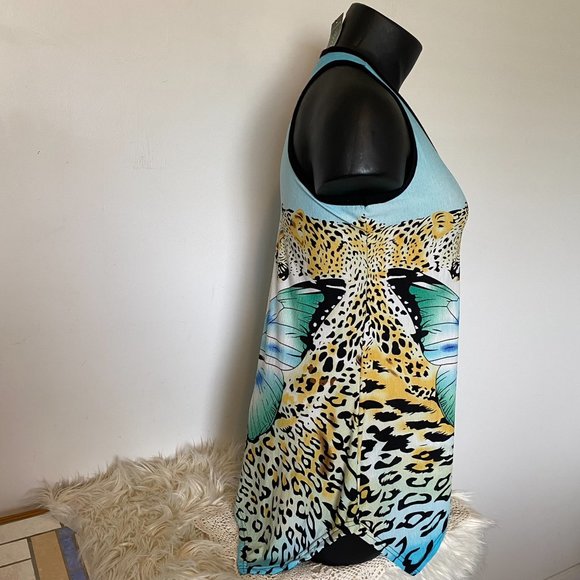 Jade Butterfly & Tiger Print Cover Up Dress - Picture 2 of 7